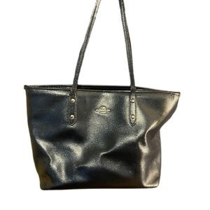 Shimmering Navy Blue Coach Tote Shoulder Bag